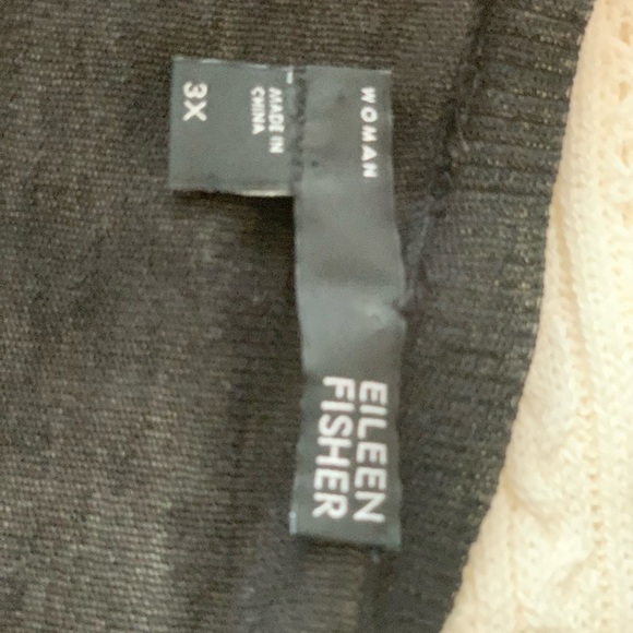EILEEN FISHER WOMAN 3X Black Italian Yarn Knit Open Cardigan Linen Nylon Blend - Picture 8 of 11